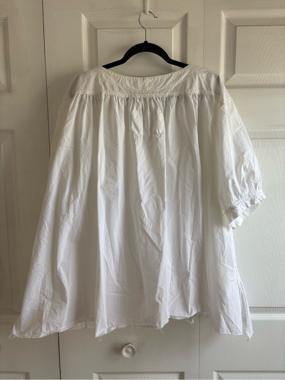 Magnolia Pearl White Lily Minnie Peasant Blouse Empire Waist Shirring Raw Edge - Picture 5 of 8